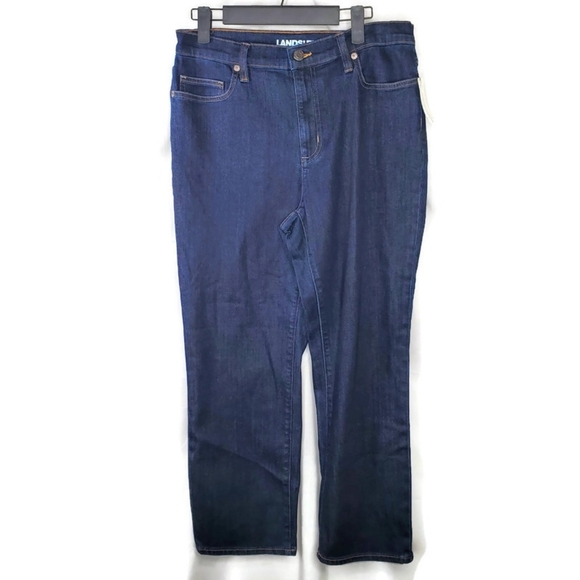Lands' End Dark Wash Blue Denim Jeans Size 10 Petite NWT - Picture 1 of 8